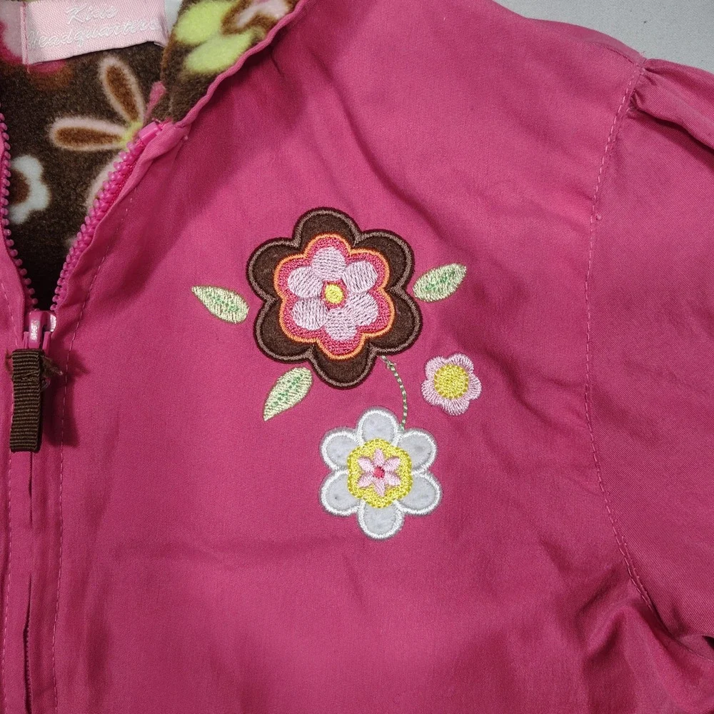 Kids Headquarters Jacket Toddler Girls 4T Embroidered Fleece Lined Pink Floral